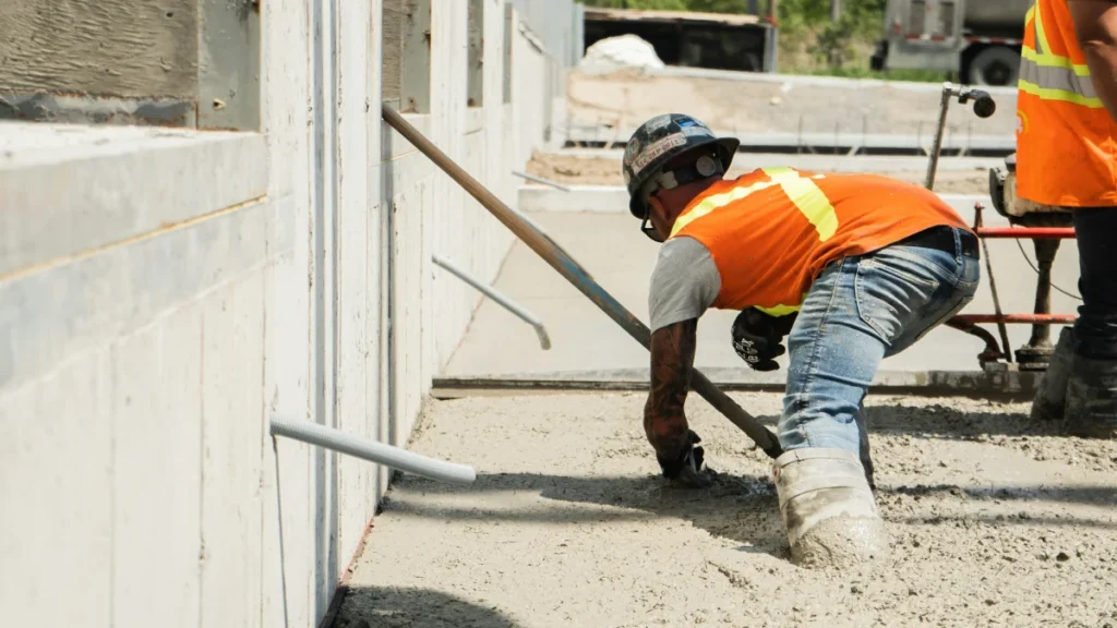 Trabalhadores executando concreto em obra, representando detalhes técnicos invisíveis da construção